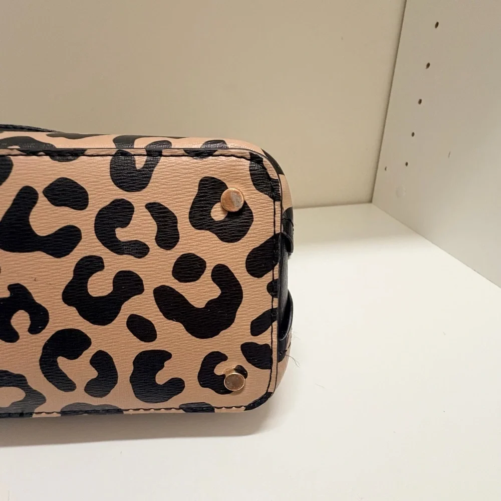 Kate Spade Darcy Graphic Leopard Small Satchel Crossbody Bag Black Trim office